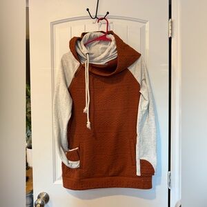 Rust and Gray Hooded Sweatshirt